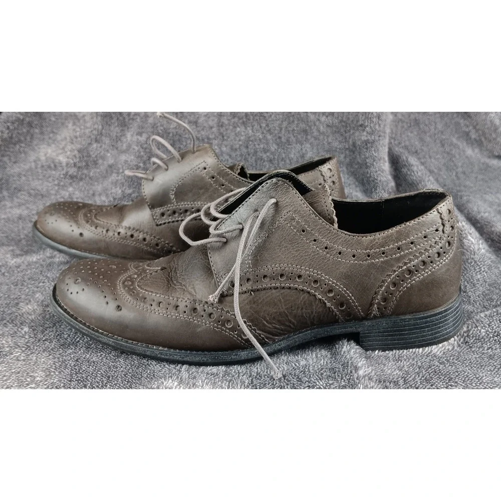 Steve Madden Neville Wingtip Brogue‎ Oxfords Dress Shoes Men 7 Grey Leather